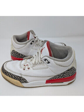 Nike Air Jordan 3 Retro GS Fire Red 398614-116 Boys Youth Size 6Y White Red